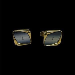 Yves Saint Laurent Gold and Black Cuff Links